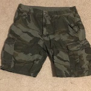 Camo Wrangler cargo shorts